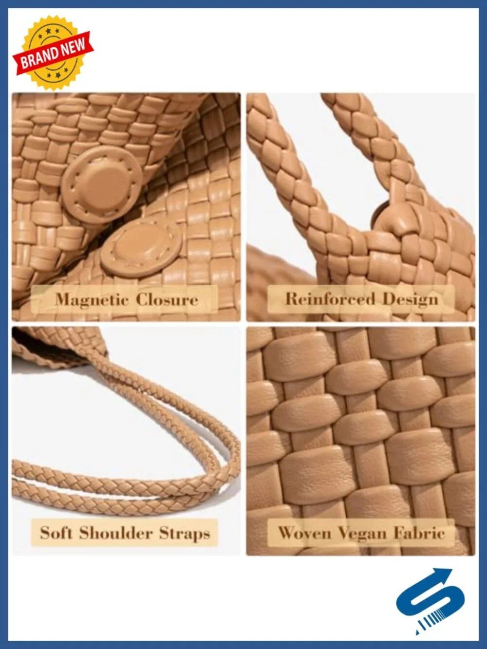 Woven Tote Bag for Women Vegan Leather Slouchy Hobo Shoulder Bag with Removable